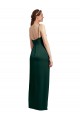 Mejores Cazador Verde Columna Tirantes espagueti Cuadrado Satén elástico Largo Formales Vestidos de dama de honor / Vestidos de fiesta