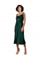 Mejores Cazador Verde Cubierta Midi Satén elástico Corto Formales Vestidos de dama de honor / Vestidos de fiesta / Vestidos de cóctel
