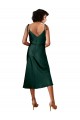 Mejores Cazador Verde Cubierta Midi Satén elástico Corto Formales Vestidos de dama de honor / Vestidos de fiesta / Vestidos de cóctel