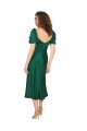 Mejores Cazador Verde línea A Cuello de Corazón Midi Satén sedoso Corto Formales Vestidos de dama de honor / Vestidos de fiesta