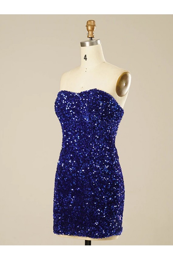 Mejores Color mostrado Cubierta Cuello de Corazón Corto Lentejuelas Terciopelo Corto Vestidos de fiesta