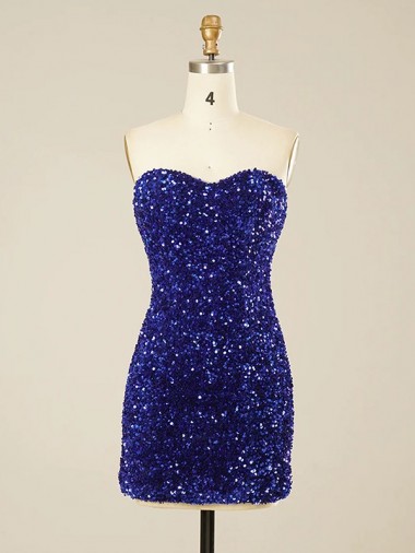 Mejores Color mostrado Cubierta Cuello de Corazón Corto Lentejuelas Terciopelo Corto Vestidos de fiesta