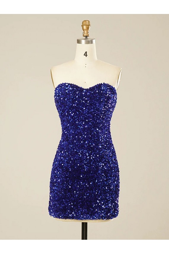 Mejores Color mostrado Cubierta Cuello de Corazón Corto Lentejuelas Terciopelo Corto Vestidos de fiesta