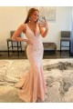 Mejores Color mostrado Cubierta Cuello en V Barrer tren Lentejuelas Terciopelo Largo Vestidos de fiesta