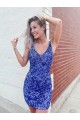Mejores Color mostrado Cubierta Cuello en V Corto Lentejuelas Terciopelo Corto Vestidos de fiesta