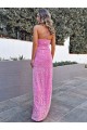 Mejores Color mostrado Cubierta Halter Lentejuelas Terciopelo Largo Vestidos de fiesta