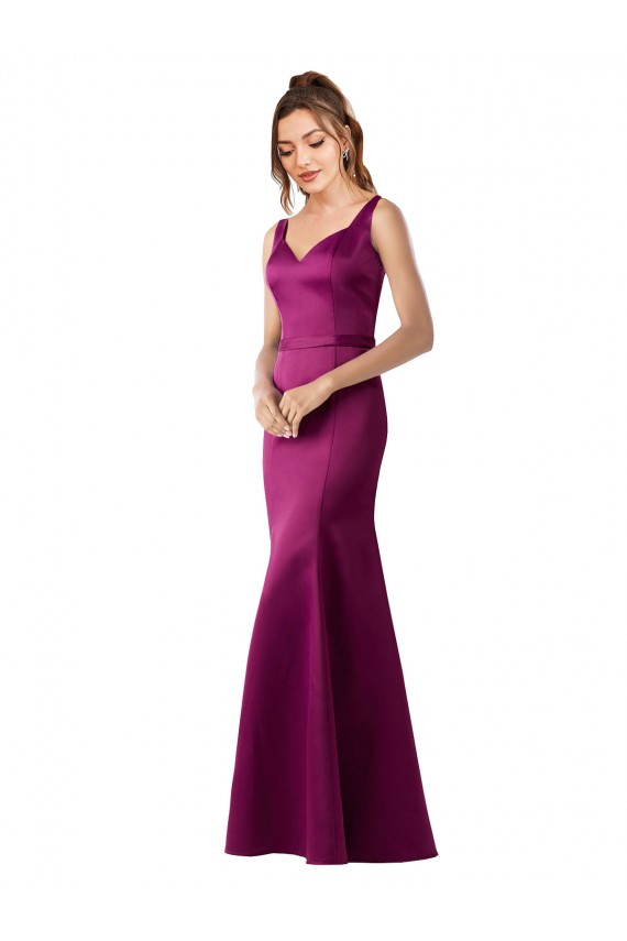 Mejores Cubierta Barco Satén Largo Formales Vestidos de dama de honor / Vestidos de fiesta