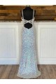 Mejores Cubierta Cuello en V Barrer tren Lentejuelas Terciopelo Largo Vestidos de fiesta
