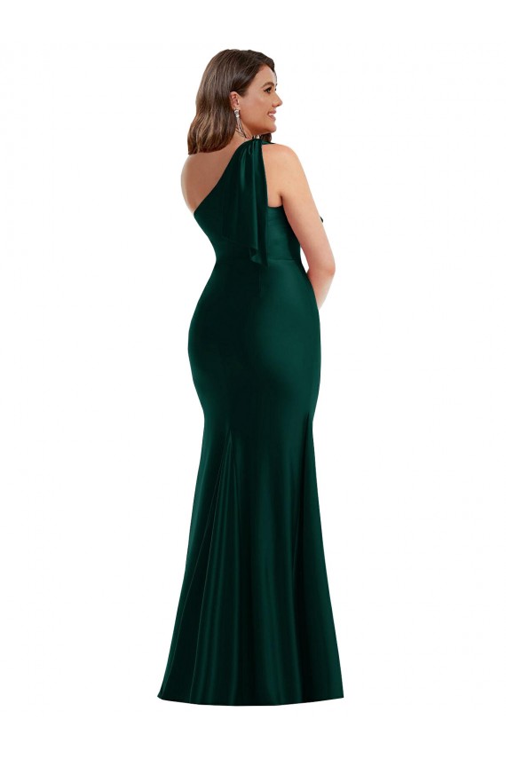 Mejores Evergreen Sirena Un Hombre Satén sedoso Largo Formales Vestidos de dama de honor / Vestidos de fiesta