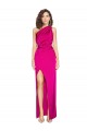 Mejores Fucsia Cubierta Un Hombre Satén sedoso Largo Formales Vestidos de dama de honor / Vestidos de fiesta