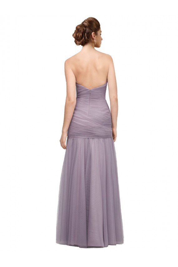Mejores Heather Sirena Cuello de Corazón Tul Largo Vestidos de dama de honor