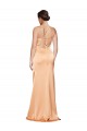 Mejores Light Copper Cubierta Un Hombre Satén elástico Largo Formales Vestidos de dama de honor / Vestidos de fiesta