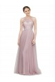 Mejores Light Lilac línea A Cuello de Corazón Tul Encaje Largo Vestidos de dama de honor
