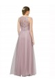 Mejores Light Lilac línea A Cuello de Corazón Tul Encaje Largo Vestidos de dama de honor