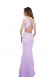 Mejores Lila Columna Cuello redondo Gasa Largo Vestidos de dama de honor
