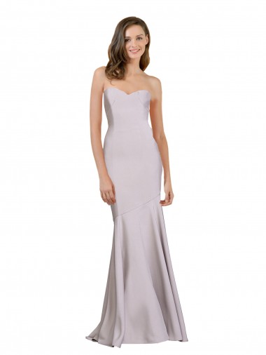Mejores Lila ártica Sirena Sin tirantes Crepé Elástico Largo Vestidos de dama de honor / Vestidos de fiesta
