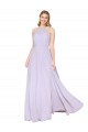 Mejores Lila línea A Halter Cuello Alto Gasa Largo Formales Vestidos de dama de honor / Vestidos de fiesta