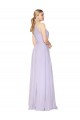 Mejores Lila línea A Halter Cuello Alto Gasa Largo Formales Vestidos de dama de honor / Vestidos de fiesta