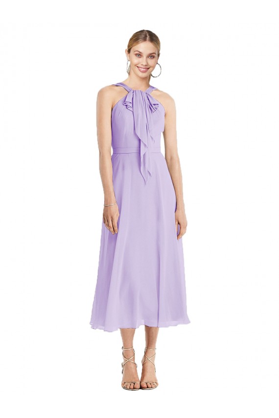 Mejores Lila línea A Halter Gasa Corto Vestidos de dama de honor / Vestidos de cóctel