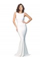 Mejores Marfil Cubierta Cuello Alto Crepé Elástico Largo Formales Vestidos de dama de honor / Vestidos de fiesta