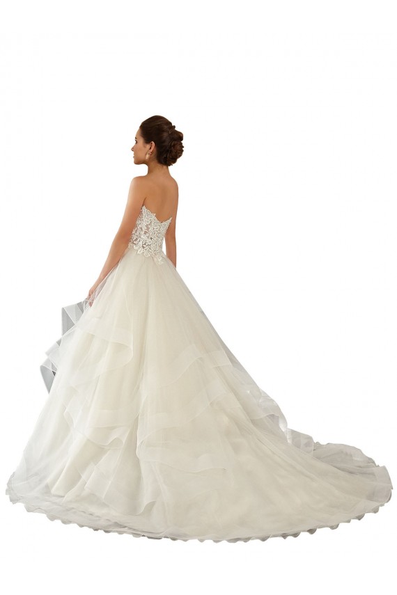 Mejores Marfil Cuello de Corazón Cola capilla Satén Tul Encaje Vestidos de novia