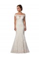 Mejores Marfil Sirena Hombros Descubiertos Cola capilla Encaje Boho Vestidos de novia