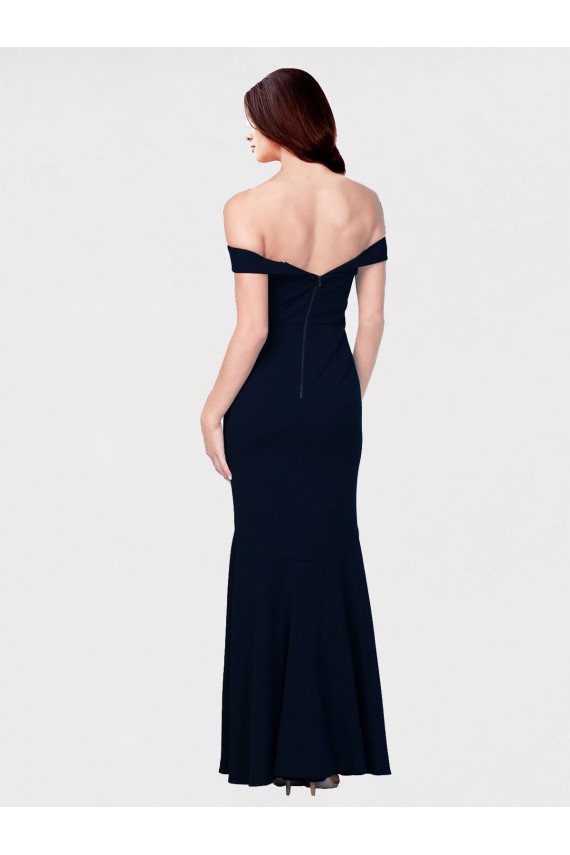 Mejores Marfil Sirena Hombros Descubiertos Crepé Elástico Largo Formales Vestidos de dama de honor / Vestidos de fiesta