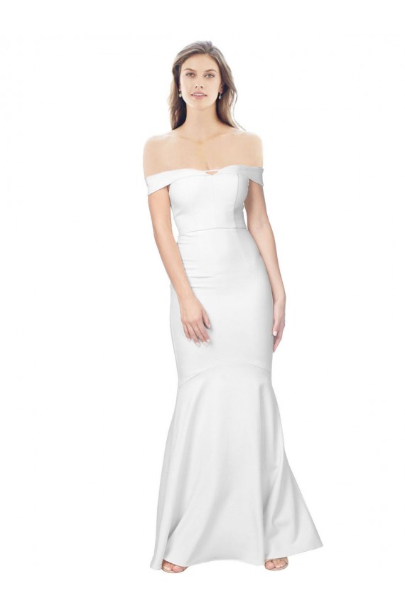 Mejores Marfil Sirena Hombros Descubiertos Crepé Elástico Largo Formales Vestidos de dama de honor / Vestidos de fiesta