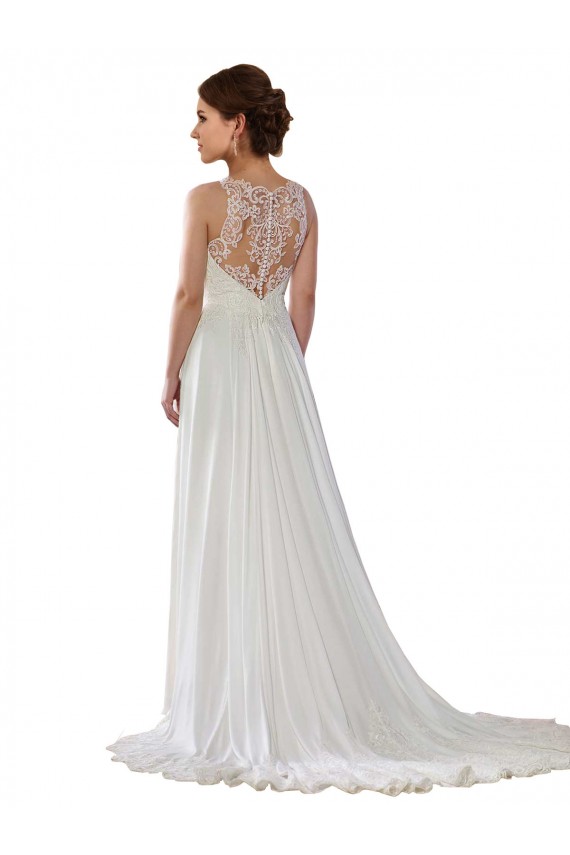 Mejores Marfil línea A Ilusión Barrer tren Gasa Boho Vestidos de novia