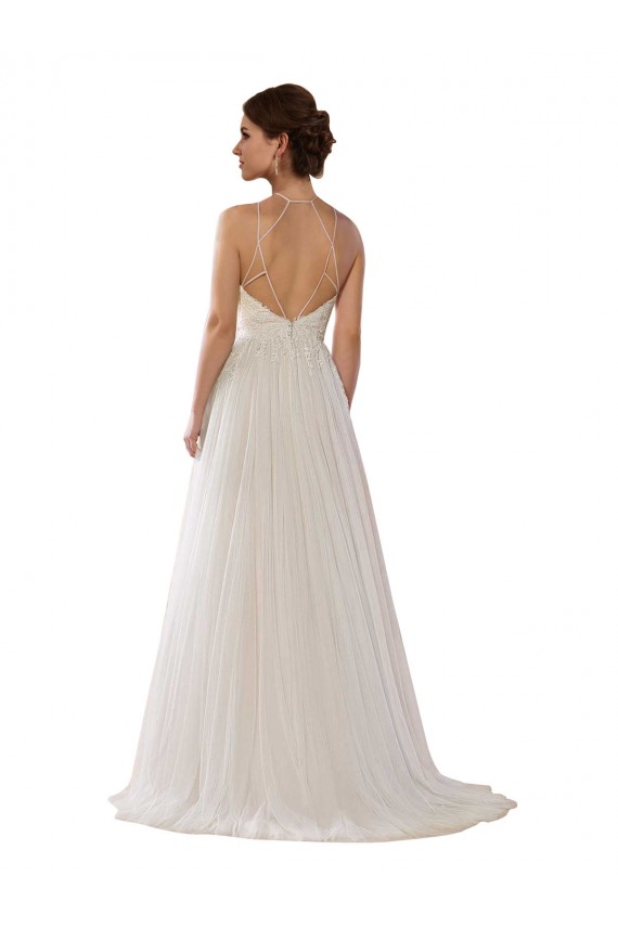 Mejores Marfil línea A Ilusión Barrer tren Tul Vestidos de novia