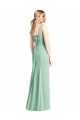 Mejores Menta Verde Trompeta Cuello en V Gasa Largo Vestidos de dama de honor