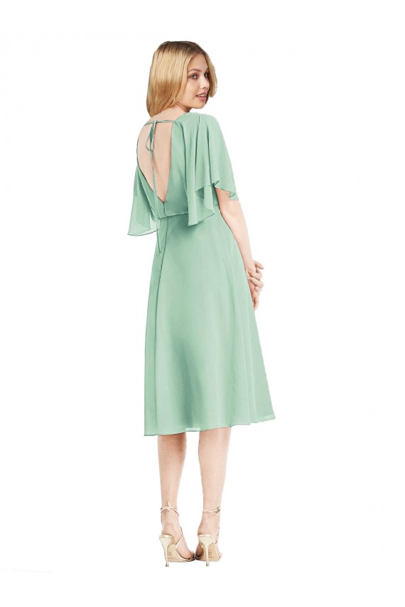 Mejores Menta Verde línea A Gasa Corto Vestidos de dama de honor