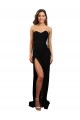 Mejores Negro Columna Cuello de Corazón Sin tirantes Cuello Alto Crepé Elástico Largo Formales Vestidos de dama de honor / Vestidos de fiesta
