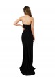 Mejores Negro Columna Cuello de Corazón Sin tirantes Cuello Alto Crepé Elástico Largo Formales Vestidos de dama de honor / Vestidos de fiesta