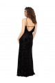 Mejores Negro Cubierta Cuello en V Terciopelo floral Terciopelo Elástico Largo Vestidos de dama de honor