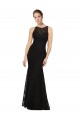 Mejores Negro Cubierta Cuello joya Encaje Largo Vestidos de dama de honor