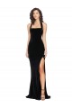 Mejores Negro Cubierta Halter Cuello Alto Terciopelo Elástico Largo Vestidos de dama de honor / Vestidos de fiesta