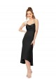 Mejores Negro Cubierta Midi Satén sedoso Corto Asimétrico Formales Vestidos de dama de honor / Vestidos de fiesta / Vestidos de cóctel