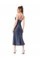 Mejores Negro Cubierta Midi Satén sedoso Corto Asimétrico Formales Vestidos de dama de honor / Vestidos de fiesta / Vestidos de cóctel