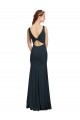 Mejores Negro Sirena Barco Crepé Elástico Largo Vestidos de dama de honor / Vestidos de fiesta