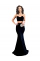 Mejores Negro Sirena Cuello Alto Crepé Elástico Largo Formales Vestidos de dama de honor / Vestidos de fiesta