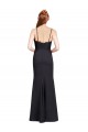 Mejores Negro Sirena Tirantes espagueti Cuello en V Crepé Elástico Largo Vestidos de dama de honor / Vestidos de fiesta