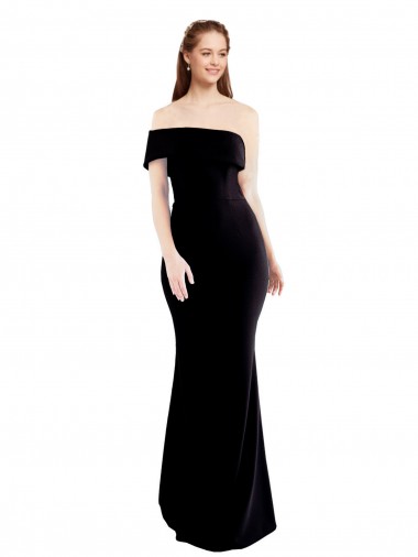 Mejores Negro Sirena Un Hombre Crepé Elástico Largo Formales Vestidos de dama de honor / Vestidos de fiesta