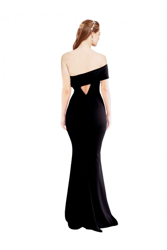 Mejores Negro Sirena Un Hombre Crepé Elástico Largo Formales Vestidos de dama de honor / Vestidos de fiesta