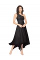 Mejores Negro línea A Un Hombre Sin tirantes Midi Gasa Corto Asimétrico Vestidos de dama de honor / Vestidos de cóctel / Vestidos para homecoming