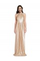 Mejores Oro Cubierta Halter Cuello Alto Lentejuela Largo Formales Vestidos de dama de honor / Vestidos de fiesta