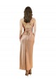 Mejores Oro rosa Cubierta Midi Satén sedoso Corto Formales Vestidos de dama de honor / Vestidos de fiesta / Vestidos de cóctel