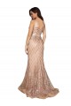 Mejores Oro rosa Sirena Cuello en V Lentejuela Lentejuelas brillantes Largo Formales Vestidos de dama de honor / Vestidos de fiesta