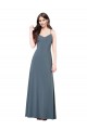 Mejores Pizarra gris línea A Cuello en V Spandex Largo Vestidos de dama de honor / Vestidos de fiesta
