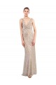 Mejores Plata Cubierta Cuello en V Lentejuela Lentejuelas brillantes Largo Formales Vestidos de dama de honor / Vestidos de fiesta